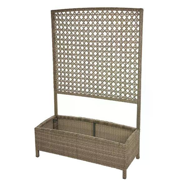 Изображение товара Клумба садовая нет бренда Клумба для цветов со шпалерой Техноротанг 100х40х150 см 50 л Изображение товара Клумба садовая нет бренда Клумба для цветов со шпалерой Техноротанг 100х40х150 см 50 л