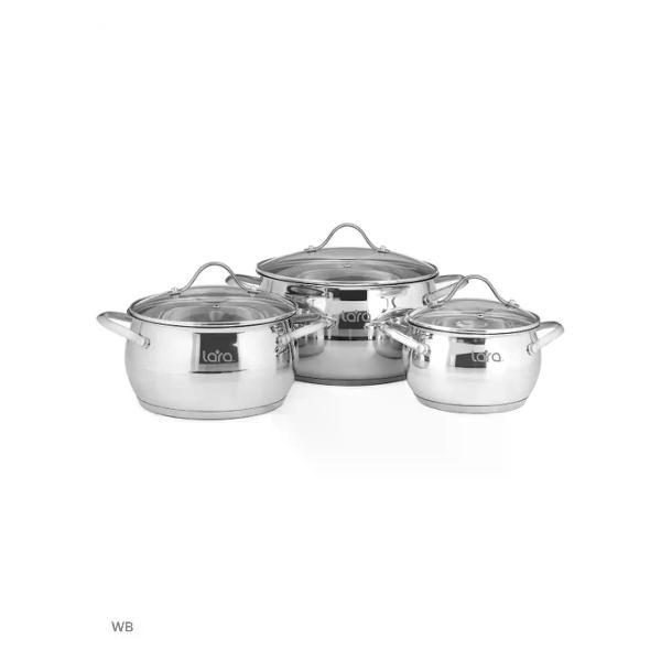 Изображение товара Набор посуды для приготовления Lara Набор кастрюль из нержавеющей стали Lara