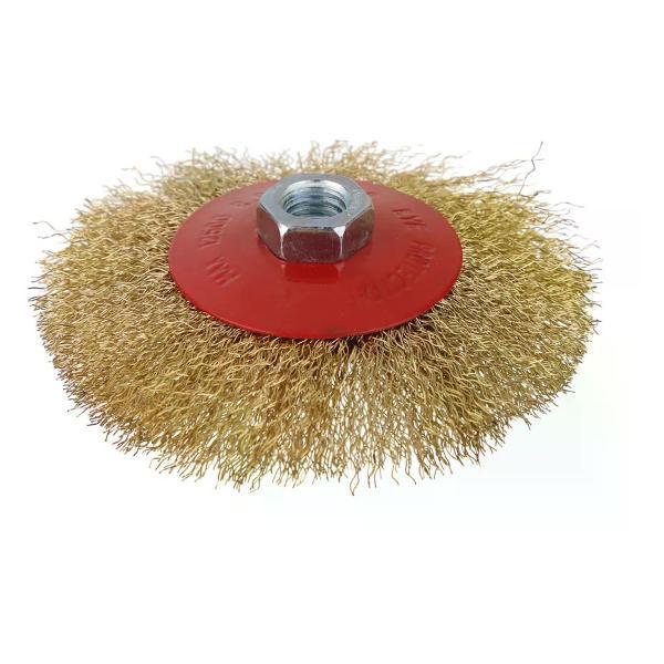 Изображение товара Щетка для УШМ DORN Щетка-насадка для УШМ латунированная тарелочная М14х115 мм