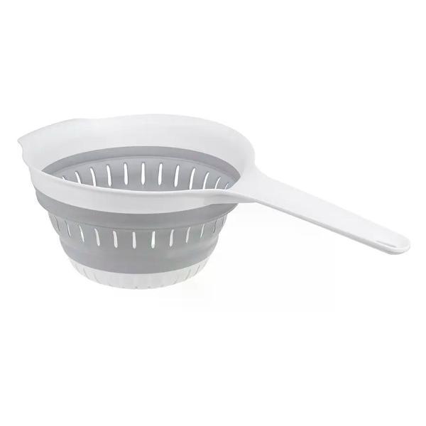 Изображение товара Дуршлаг нет бренда Дуршлаг складной с ручкой ФЛЕКС пластик бело-серый