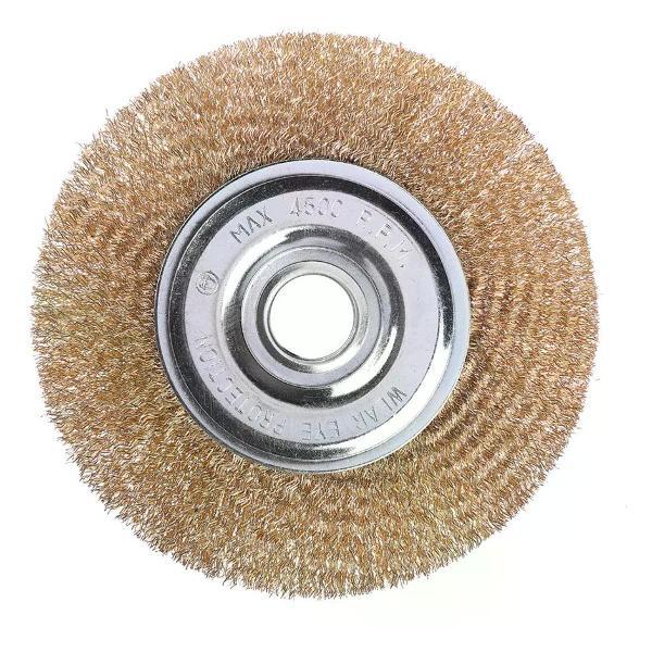 Изображение товара Щетка для УШМ DORN Щетка-насадка дисковая для УШМ латунированная 150х22,2 мм