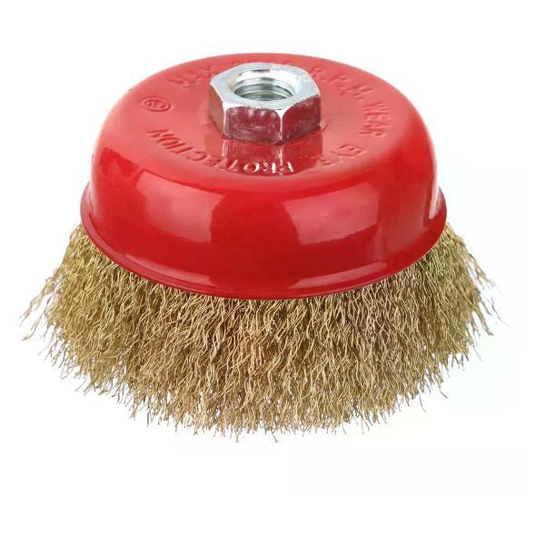 Изображение товара Щетка для УШМ DORN Щетка-насадка для УШМ латунированная чашечная М14х100 мм