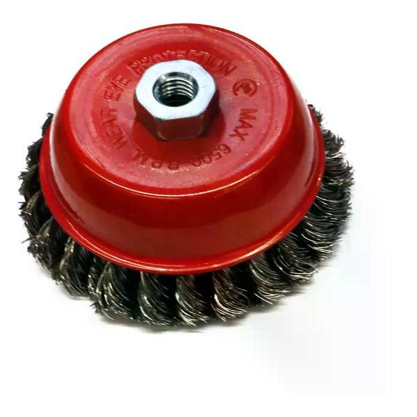 Изображение товара Щетка для УШМ DORN Щетка-насадка для УШМ крученая двухрядная чашечная М14х125мм