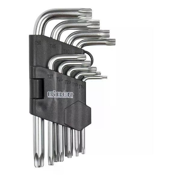 Изображение товара Ключ шестигранный NO NAME Набор инбусовых ключей TORX Biber 90506 CrV, 1.5-10 мм 9 шт.