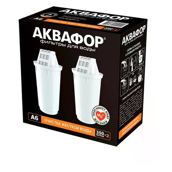 Изображение товара Фильтр-кувшин для очистки воды Аквафор Картридж для кувшина Аквафор А6 для жесткой воды 2 шт