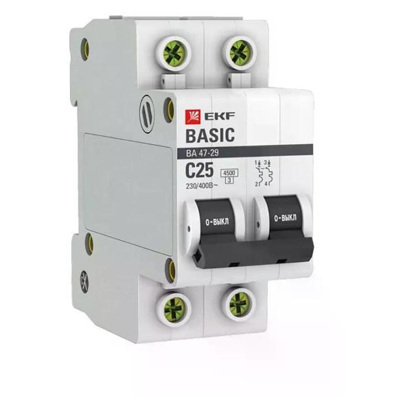 Изображение товара Автоматический выключатель EKF Выключатель автоматический 2п ВА 47-29 25А С