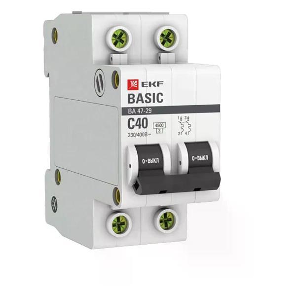 Изображение товара Автоматический выключатель EKF Выключатель автоматический 2п ВА 47-29 40А С