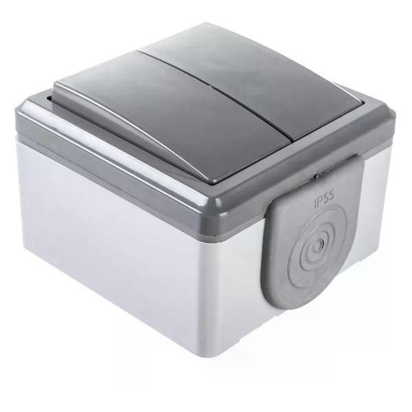 Изображение товара Выключатель механический BYLECTRICA Выключатель двухклавишный накладной