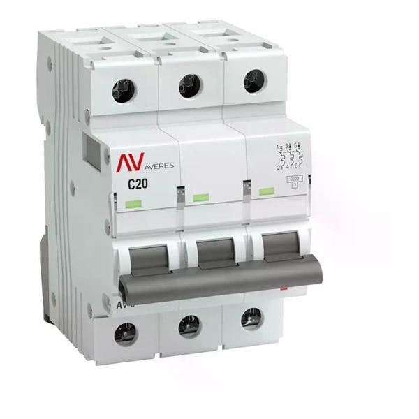 Изображение товара Автоматический выключатель EKF Выключатель автоматический 3п 6кА 20 А C