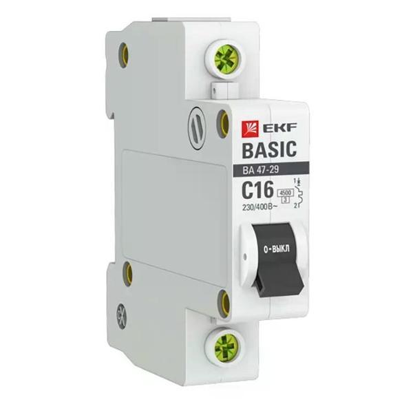 Изображение товара Автоматический выключатель EKF Выключатель автоматический 1П ВА 47-29 16А С