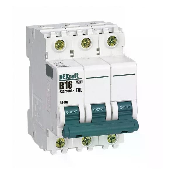 Изображение товара Автоматический выключатель DEKraft Выключатель автоматический 3п 4,5 кА 16 А B