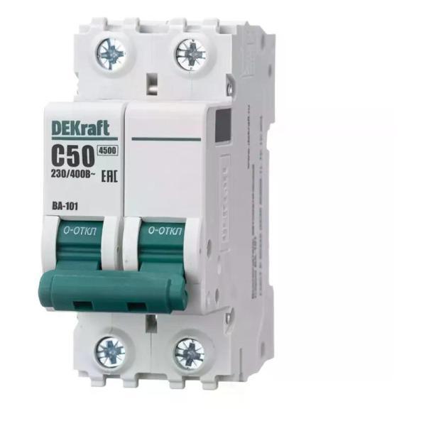 Изображение товара Автоматический выключатель DEKraft Выключатель автоматический 2п 4,5 кА 50 А С