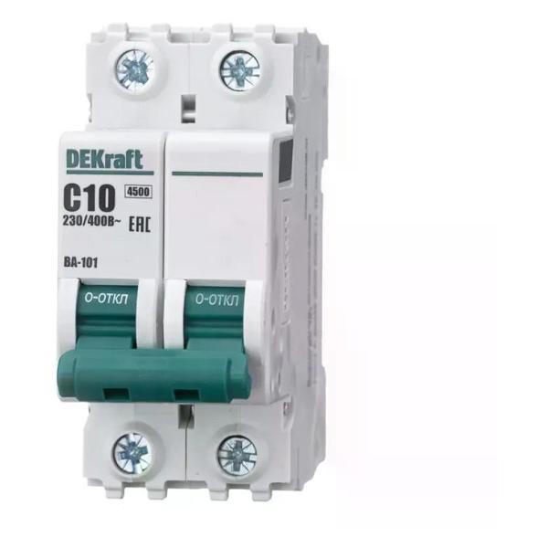 Изображение товара Автоматический выключатель DEKraft Выключатель автоматический 2п 4,5 кА 10 А С