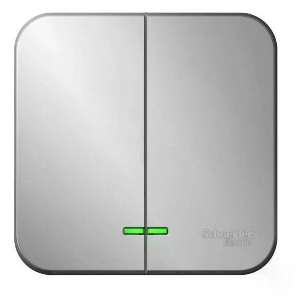 Изображение товара Выключатель механический Schneider Electric Выключатель двухклавишный накладной с подсветкой