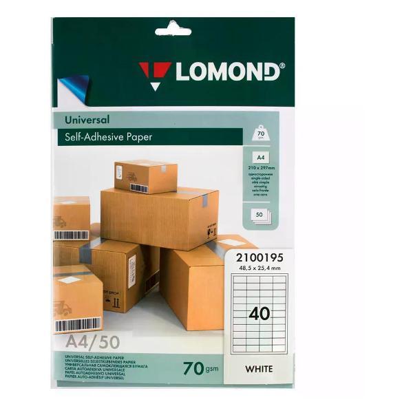 Изображение товара Бумага для оргтехники Lomond Этикетки самоклеящиеся, 48,5*25,4 мм 50 листов