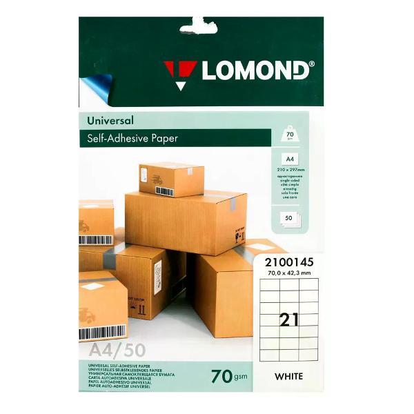 Изображение товара Бумага для оргтехники Lomond Этикетки самоклеящиеся, 70*42,3 мм 50 листов