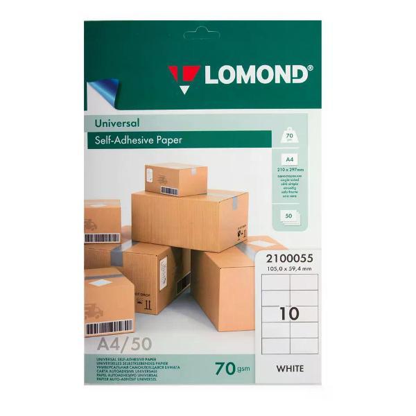 Изображение товара Бумага для оргтехники Lomond Этикетки самоклеящиеся, 105*59,4 мм 50 листов