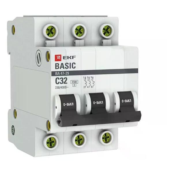 Изображение товара Автоматический выключатель EKF Выключатель автоматический 3п ВА 47-29 32А С