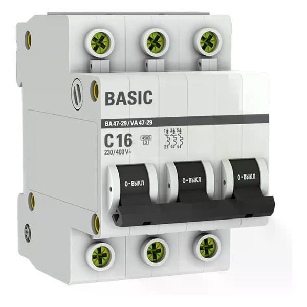 Изображение товара Автоматический выключатель EKF Выключатель автоматический 3п ВА 47-29 16А С