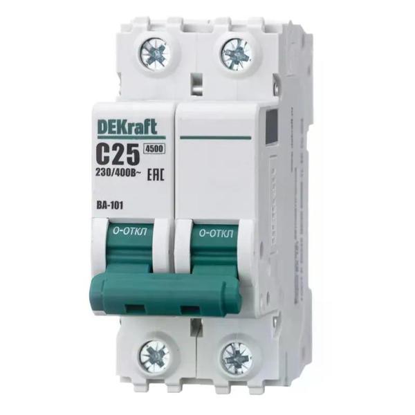 Изображение товара Автоматический выключатель DEKraft Выключатель автоматический 2п 4,5 кА 25 А С