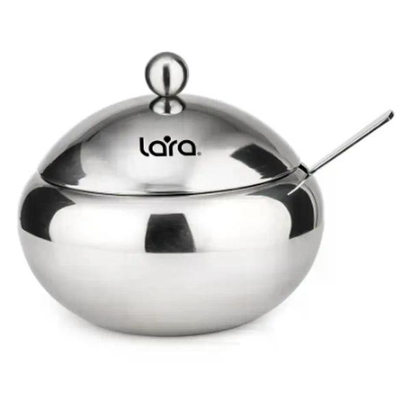 Изображение товара Набор для специй Lara Сахарница с ложкой 460мл, сталь,крышка из полированной стали