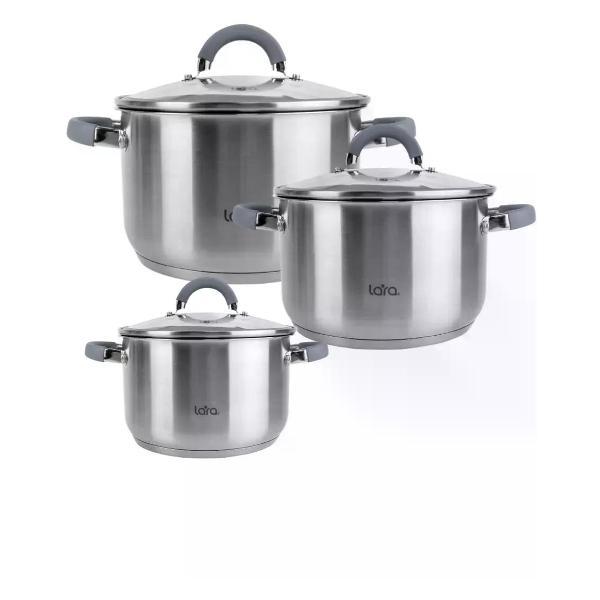 Изображение товара Набор посуды для приготовления Lara Набор кастрюль из нержавеющей стали с крышками