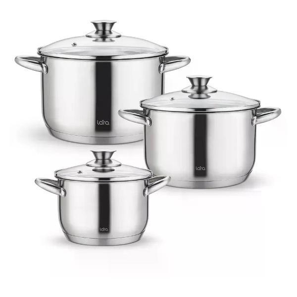 Изображение товара Набор посуды для приготовления Lara Набор кастрюль матовая полировка