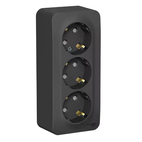 Изображение товара Умная розетка Schneider Electric Розетка тройная накладная с заземлением