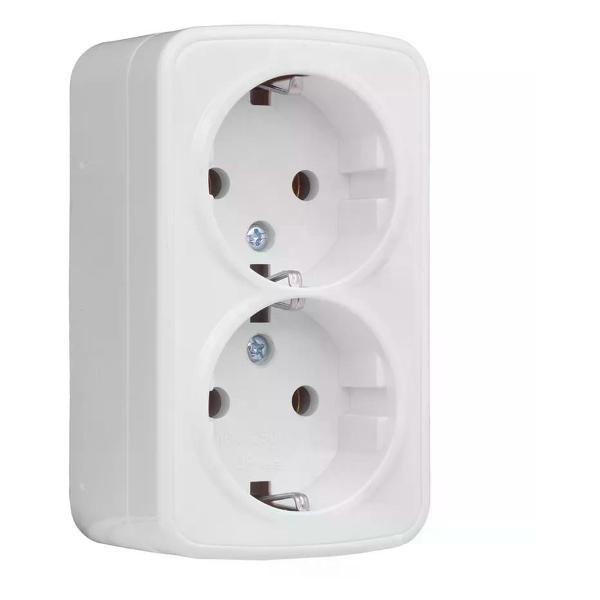 Изображение товара Умная розетка EKF Розетка двойная накладная с заземлением