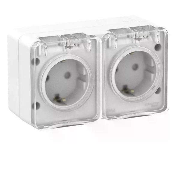 Изображение товара Умная розетка Schneider Electric Розетка двухместная накладная с заземлением