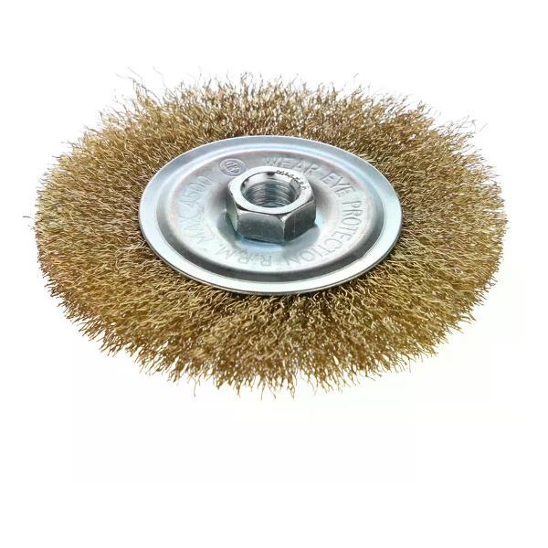 Изображение товара Щетка для УШМ DORN Щетка-насадка для УШМ латунированная плоская М14х125 мм