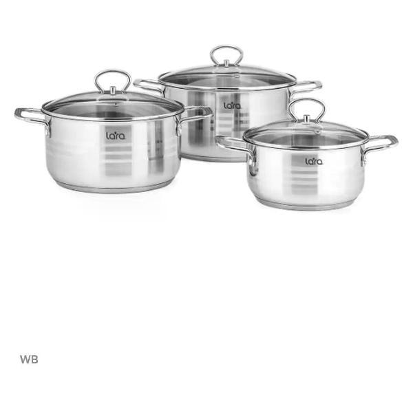 Изображение товара Набор посуды для приготовления Lara Набор кастрюль из нержавеющей стали Lara