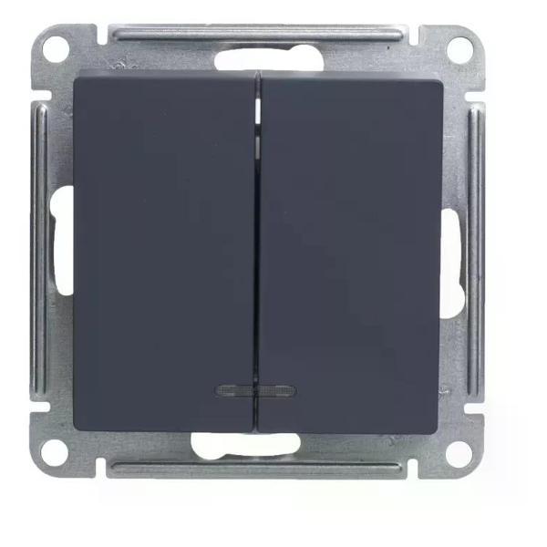 Изображение товара Выключатель механический Schneider Electric Выключатель двухклавишный с подсветкой