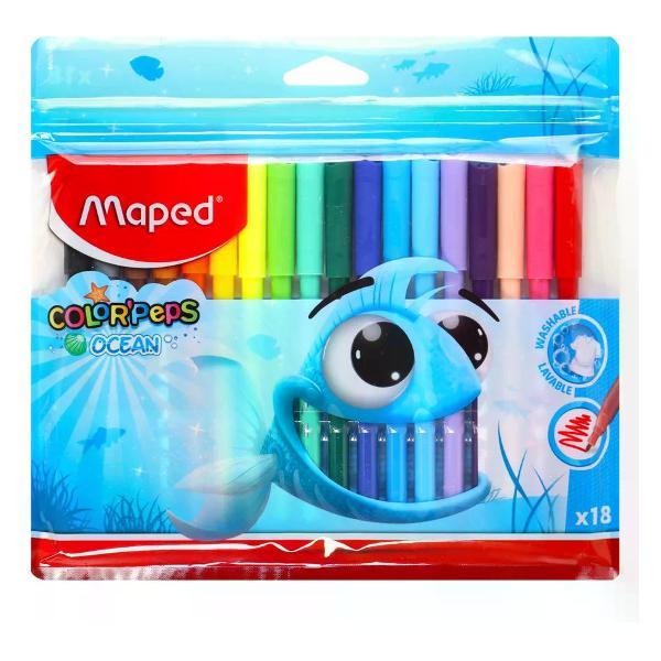Изображение товара Фломастер MAPED Фломастеры для рисования 18 цветов смываемые