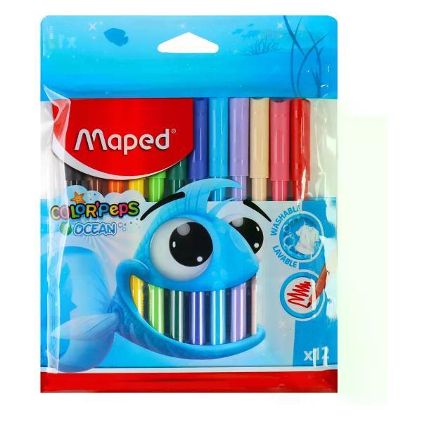 Изображение товара Фломастер MAPED Фломастеры для рисования 12 цветов смываемые Изображение товара Фломастер MAPED Фломастеры для рисования 12 цветов смываемые