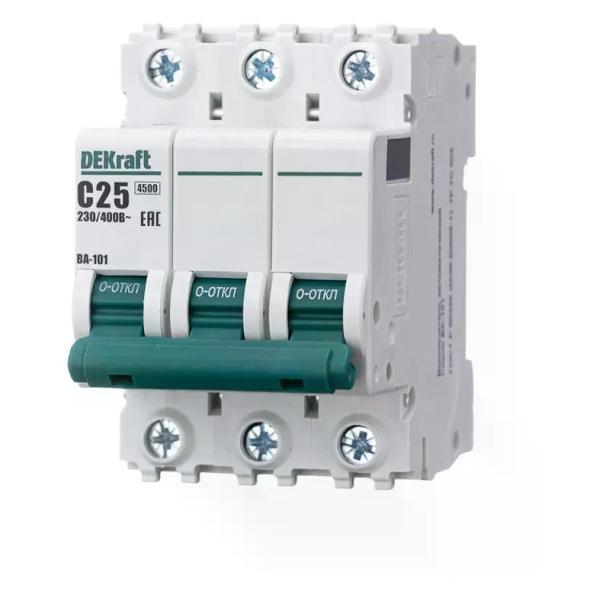 Изображение товара Автоматический выключатель DEKraft Выключатель автоматический 3п 4,5 кА 25 А С