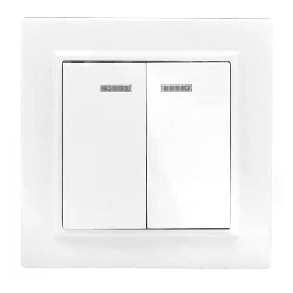 Изображение товара Выключатель механический EKF Выключатель двухклавишный с подсветкой