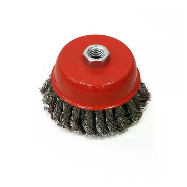 Изображение товара Щетка для УШМ DORN Щетка-насадка для УШМ крученая двухрядная чашечная М14х100мм