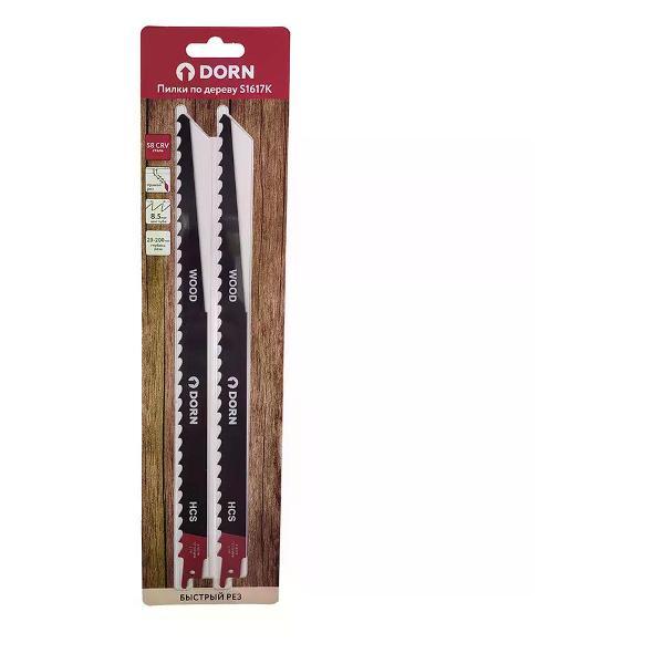 Изображение товара Пилка для лобзика DORN Полотна для сабельной пилы по дереву 300 мм шаг 8,5 мм 2 шт