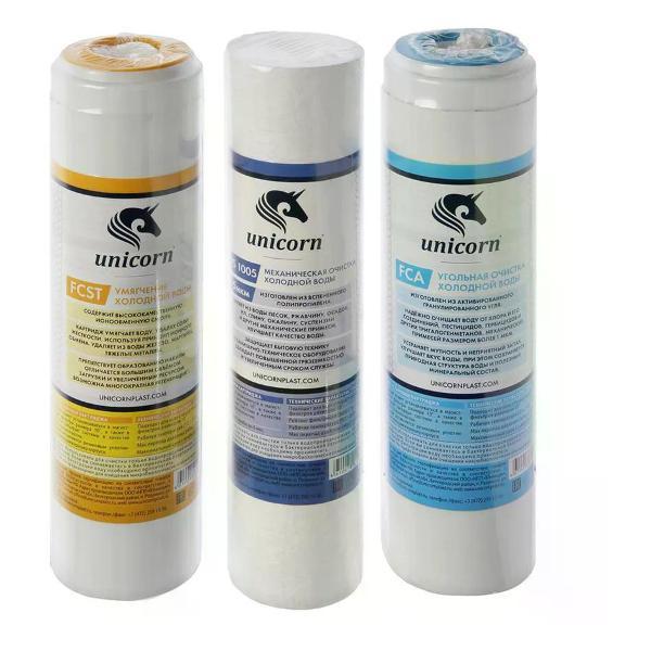 Изображение товара Проточный фильтр для очистки воды Unicorn Комплект картриджей умягчающий 10SL