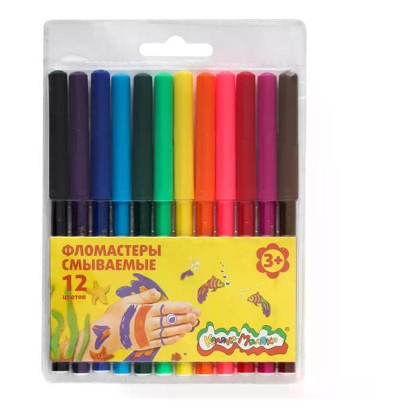 Изображение товара Фломастер КАЛЯКА-МАЛЯКА Фломастеры для рисования 12 цветов смываемые