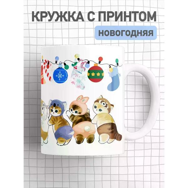 Изображение товара Кружка jojo print Новогодняя с котиком, милая чашка с приколом мем