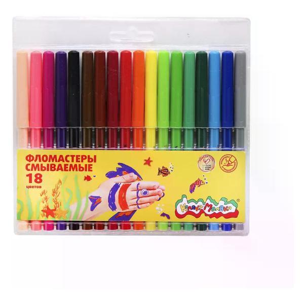 Изображение товара Фломастер КАЛЯКА-МАЛЯКА Фломастеры для рисования 18 цветов смываемые Изображение товара Фломастер КАЛЯКА-МАЛЯКА Фломастеры для рисования 18 цветов смываемые
