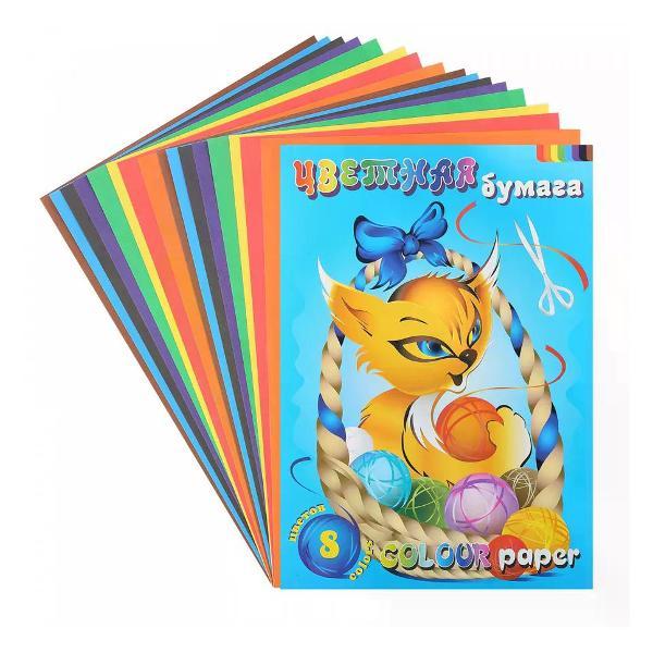 Изображение товара Цветная бумага Лилия Холдинг Набор цветной бумаги 8 цветов