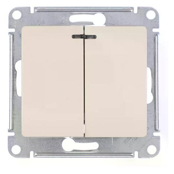 Изображение товара Выключатель механический Schneider Electric Выключатель двухклавишный с подсветкой