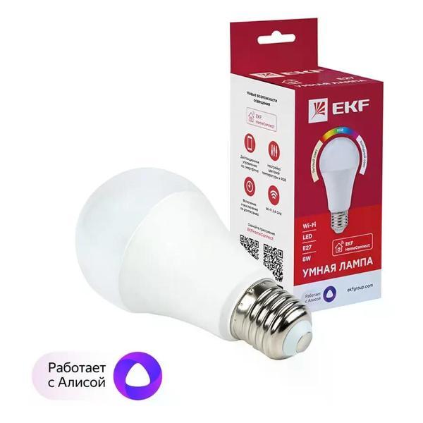 Изображение товара Умная лампочка EKF Умная лампа с Wi-Fi 8 Вт E27 RGB