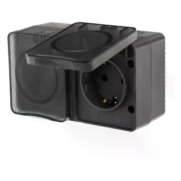 Изображение товара Умная розетка Schneider Electric Розетка двухместная накладная с заземлением