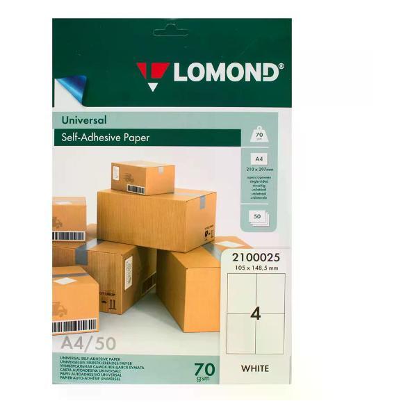 Изображение товара Бумага для оргтехники Lomond Этикетки самоклеящиеся, 105*148,5 мм 50 листов