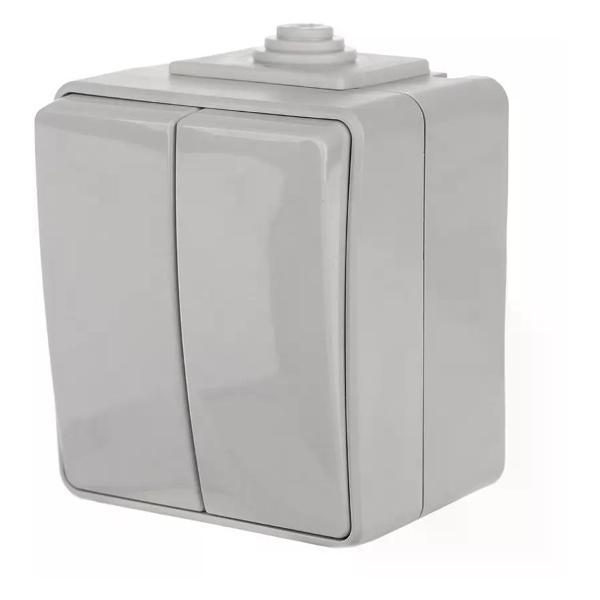 Изображение товара Выключатель механический ЭРА Выключатель двухклавишный накладной