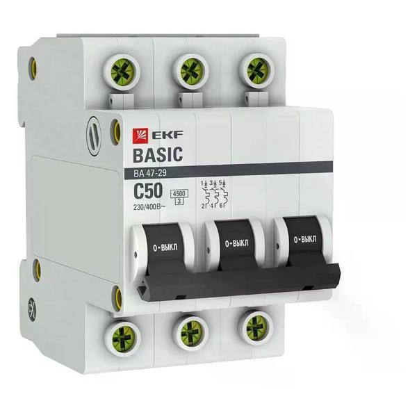 Изображение товара Автоматический выключатель EKF Выключатель автоматический 3п ВА 47-29 50А С